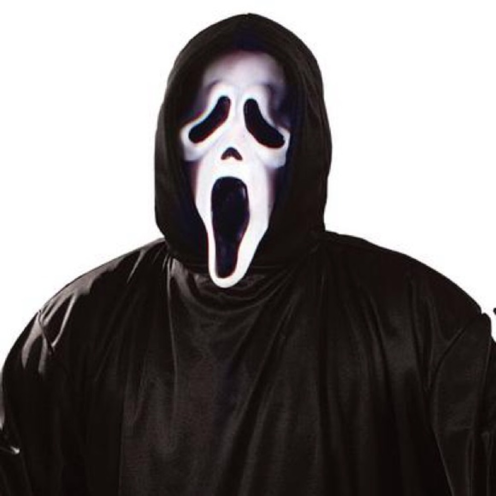 Adult Ghost Face Scream Halloween Costume, Ghost Face Mask, Black Robe, OSFM